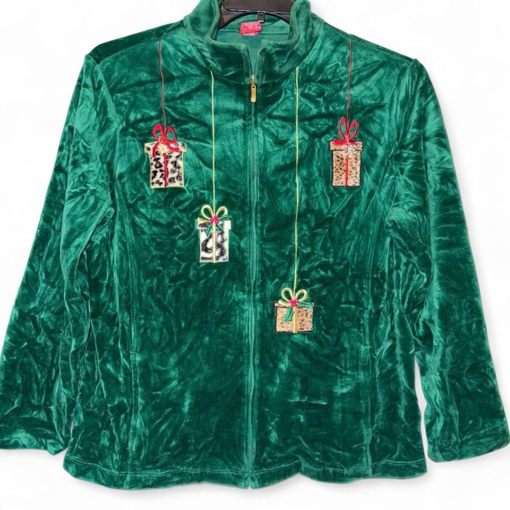 Emerald Green Women's Teddy Jacket with Gift Accents